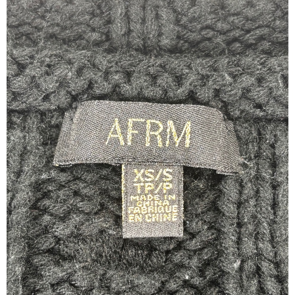AFRM Cable Knit Sweater Women XS/S Black Oversized V-Neck Bobble Chunky - Picture 2 of 6